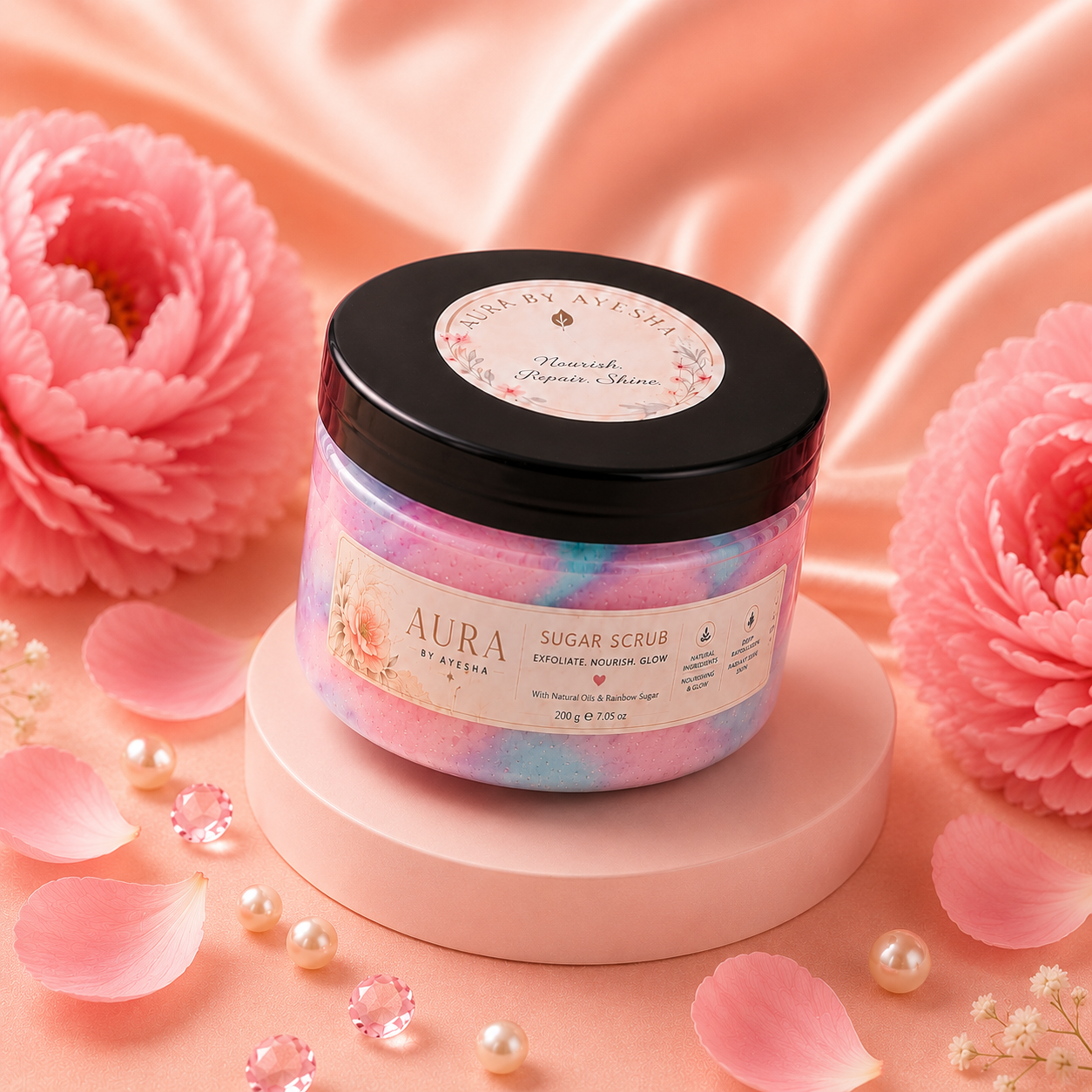 Aura By Ayesha Cotton Candy Sugar Scrub (150 gm) - Image 2