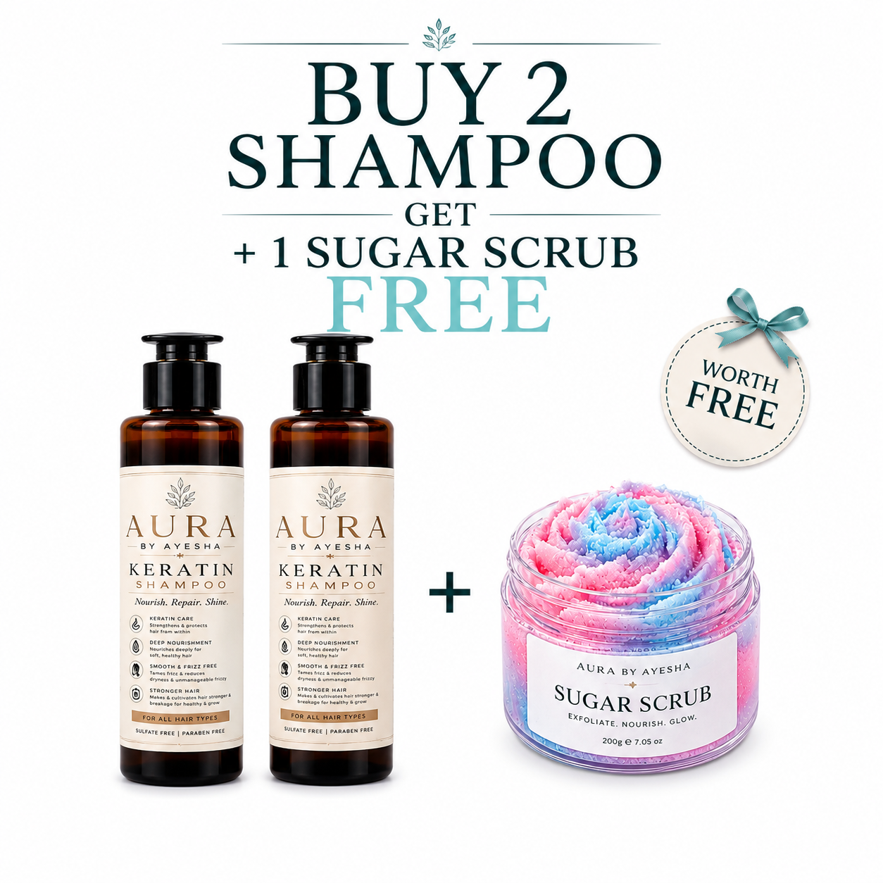 Buy 2 Shampoo And Get One Sugar Scrub Free